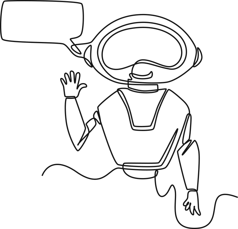 Line illustration of Equip digital chatbot AI Assistant